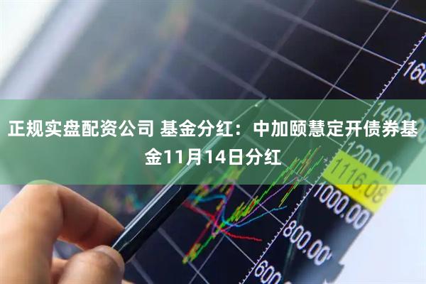 正规实盘配资公司 基金分红：中加颐慧定开债券基金11月14日分红